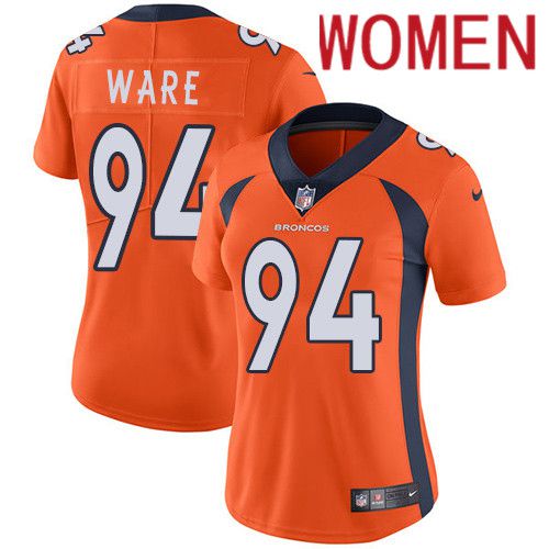 Women Denver Broncos #94 DeMarcus Ware Orange Nike Vapor Limited NFL Jersey->women nfl jersey->Women Jersey